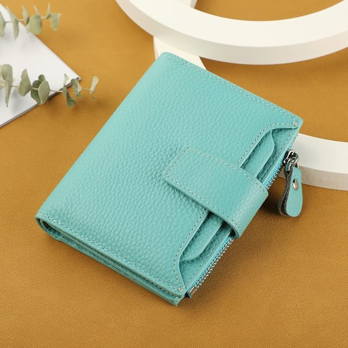 Lavemi Small Compact Women Wallet RFID Blocking Genuine Leather Bifold Purse with ID Windows