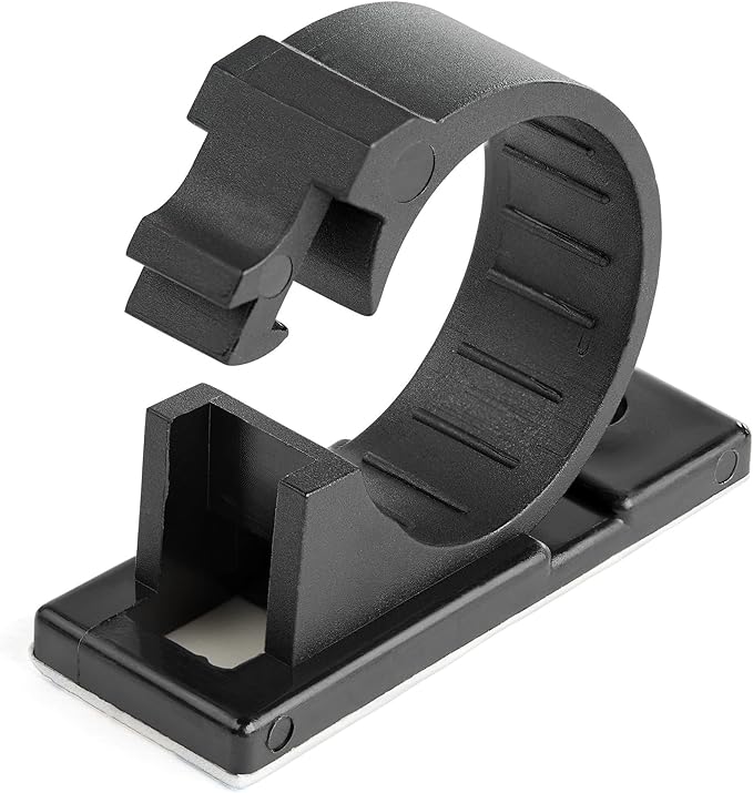 StarTech.com 100 Adhesive Cable Management Clips Black - Network/Ethernet/Office Desk/Computer Cord Organizer - Sticky Cable/Wire Holders - Nylon Self Adhesive Clamp UL/94V-2 Fire Rated, TAA