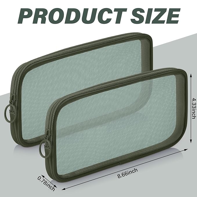 Weewooday 4 Pcs Mesh Makeup Bag Mesh Cosmetic Bag Toiletry Pouch with Zipper Mini Makeup Cosmetic Purse for Daily Accessory(Medium,Olive Green)