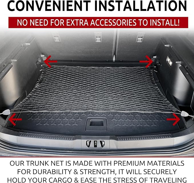 Floor Style Automotive Elastic Trunk Mesh Cargo Net for Ford Bronco Sport 2021-2025 - Premium Trunk Organizers and Storage - Luggage Net for SUV - Best Car Organizer for Ford Bronco Sport