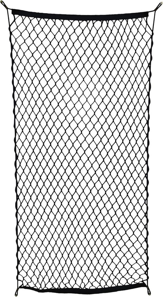 ABN Cargo Net with Fasteners and Hardware, 24 x 45in (Stretches to 60in Long) – Trailer, SUV, Motorcycle, ATV, Roof
