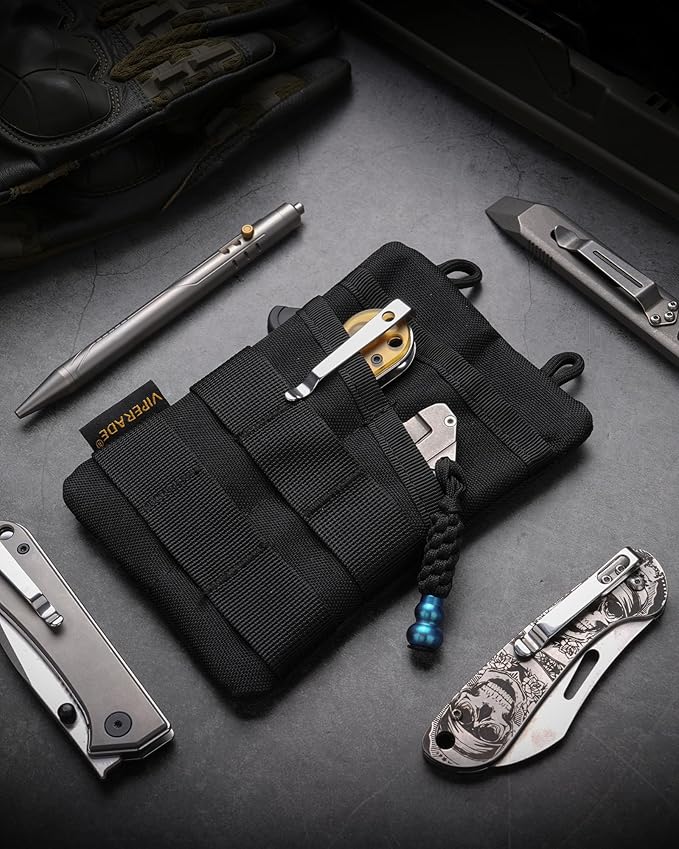 VIPERADE VE3 Tool Pouch Pocket Organizer, Nylon Tool Belt Loop Pouch with 4 Pockets Tool Storage EDC Pouch for Flashlight/Pocket Knife, Tactical Pen, Notebook (OD Green)