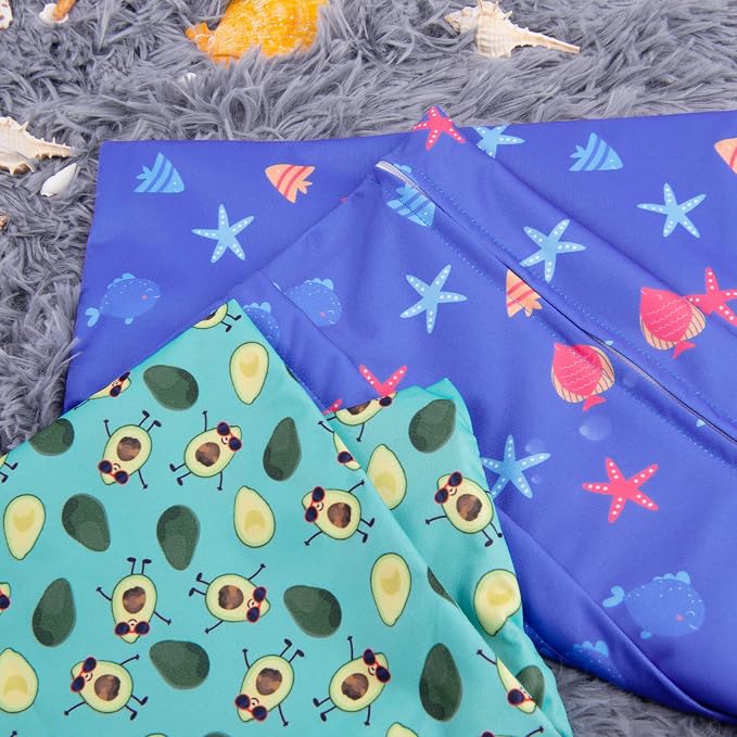 ALVA ALVABABY 2pcs Cloth Diaper Wet Dry Bags Waterproof Reusable with Two Zippered Pockets Travel Beach Pool Daycare Soiled Baby Items Yoga Gym Bag for Swimsuits or Wet Clothes LZX4344