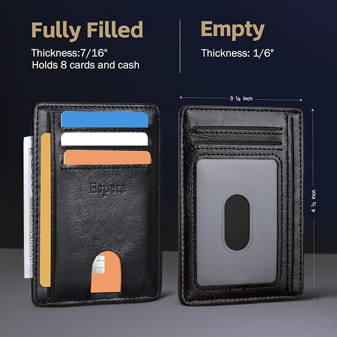 Espera Slim Minimalist Front Pocket Wallet for Men, RFID Blocking Credit Card Holder, Thin Travel ID Card Case, Gifts for Men