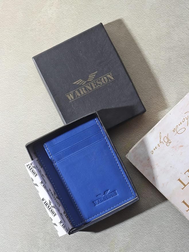 Ultra Slim Leather Wallet Just 0.12 Thick, 6 Card Slots, RFID Blocking, Soft, Durable, Minimalist Genuine Leather, Credit Card Holder for Men & Women Great Gift