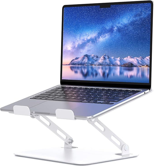 SOUNDANCE Laptop Stand for Desk, Portable Adjustable Laptop Riser, Ergonomic Design Computer Holder, Metal Laptop Mount Elevator Compatible with 10 to 15.6 Inches PC Computer, White