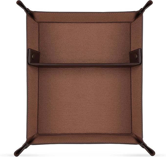 Londo Leather Tray Organizer - Practical Lightweight Water Resistant Computer Table Desk Storage Box for Wallets, Watches, Keys, Coins, Cell Phones and Office Equipment