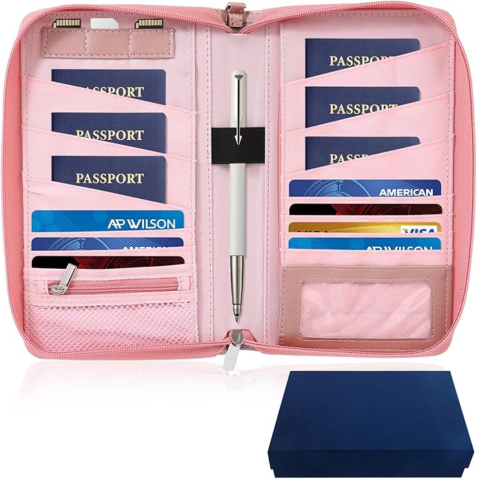 Leather Passport Holder Family, RFID Blocking Passport Wallet, Travel Essentials Premium Wallets