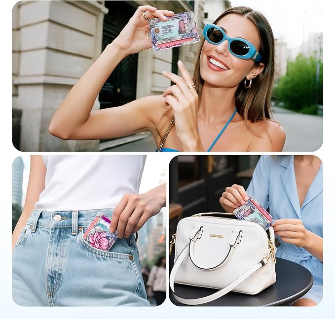 Travelambo Front Pocket Minimalist Leather Slim Wallet RFID Blocking Medium Size