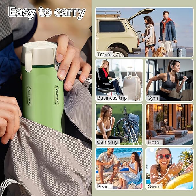 4 in 1 Travel Dispenser Bottle, 30ML/Pack Squeeze Bottles, Portable Refillable Containers for Toiletries/Shampoo/Conditioner/Shower Gel (Green)