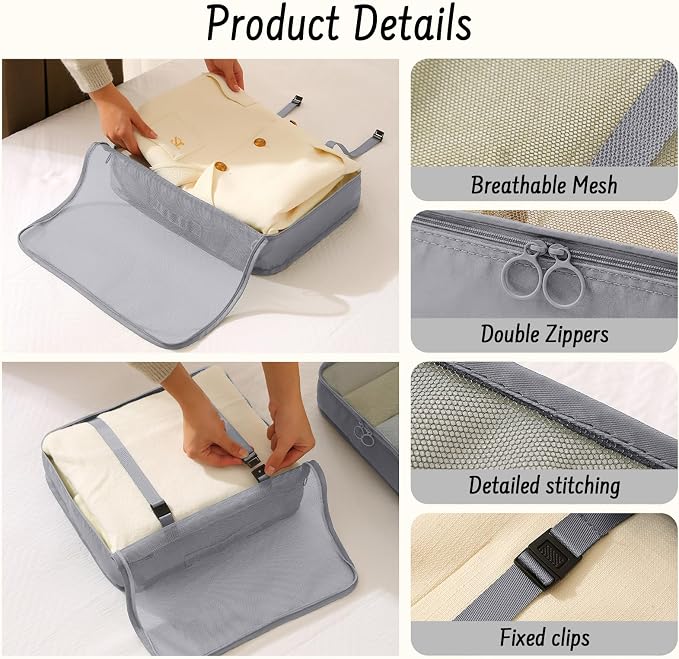 8 Set Packing Cubes for Travel Luggage Organizer Bags for Family, Mesh Packing Cubes for Suitcases, Travel Essentials Bags Set for Women & Men