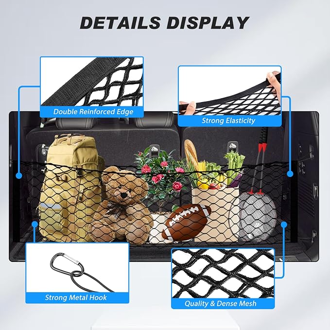 Karltys Cargo Net for Nissan Armada 2025-2026 Trunk Net | Envelope Style Elastic Mesh Net | Heavy Duty Metal Hooks | Nissan Armada Accessories