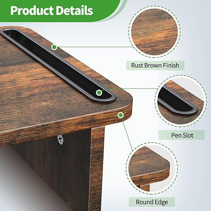 Dual Monitor Stand Riser with Storage, Adjustable Length & Angle Wooden Desk Shelf for 2 Monitors, Computer Stand for Home Office, PC, Laptop, Printer