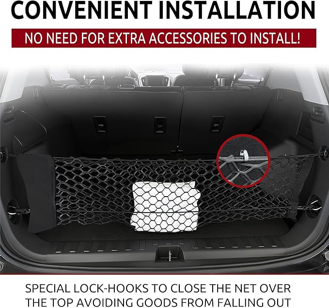 Envelope Style Automotive Elastic Trunk Mesh Cargo Net for GMC Terrain 2018-2026 - Car Accessories - Trunk Organizer and Storage - Cargo Net for SUV- Vehicle Carrier Organizer for GMC Terrain