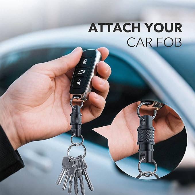 Quick Release Keychain with Detachable Key Rings-Heavy Duty Retractable Key Chain Clip for Men&Wome