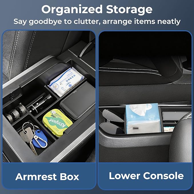 Center Console Organizer Tray Storage Box for GMC Terrain 2026 2025, Interior Accessories Lower Insert Tray Storage Box for 2025-2026 Terrain, Black