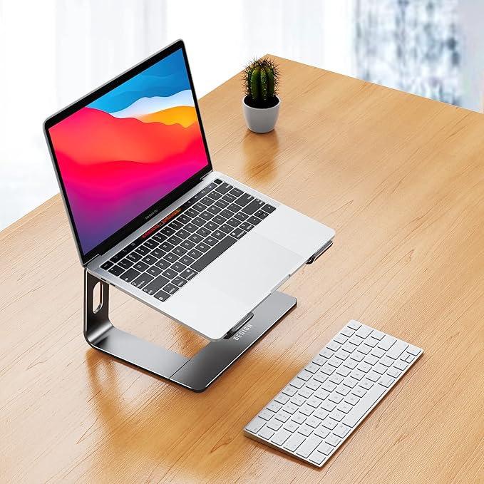 BESIGN LS03 Aluminum Laptop Stand, Ergonomic Detachable Computer Stand, Notebook Holder Compatible with Air, Pro, Dell, HP, Lenovo More 10-15.6" Laptops, Gray