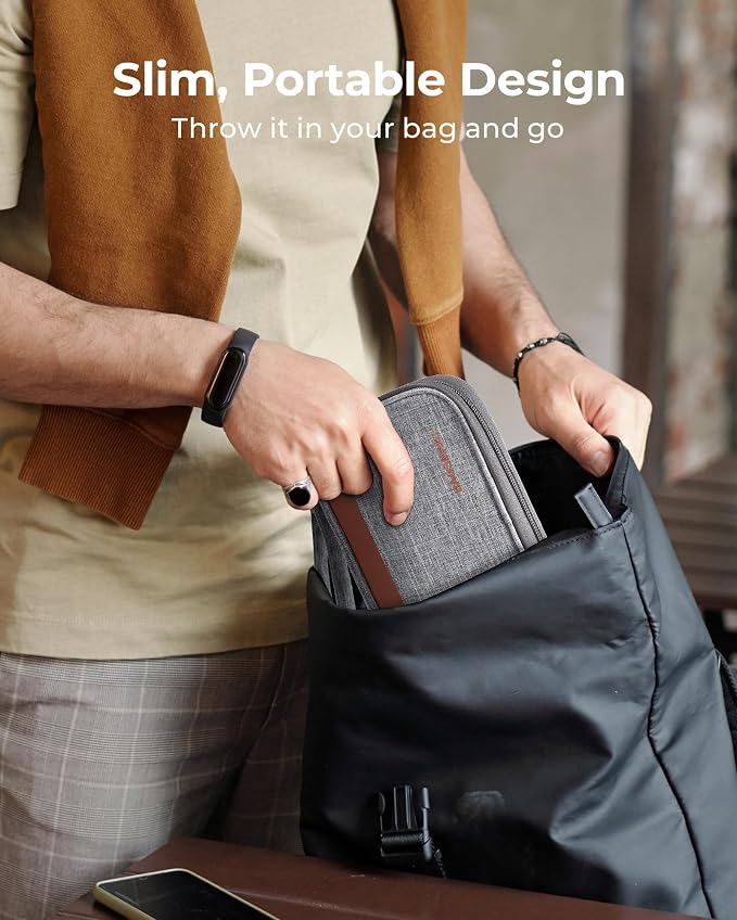 BAGSMART Small Travel Cable Organizer, Tech Accessories for Charger, Phone, Gray