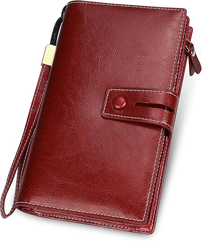 FT FUNTOR Women's Big Fat RFID Blocking Wallet Leather Zip Around Clutch Large Phone Organizer Wristlet