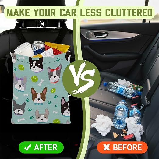 Car Trash Bag Cute Dog Paw Bone Waterproof Car Trash Bag Hanging Leakproof Car Garbage Bag Washable Reusable Trash Bag for Car Interior Hanging Organizer Storage Vehicle Travelling Camping