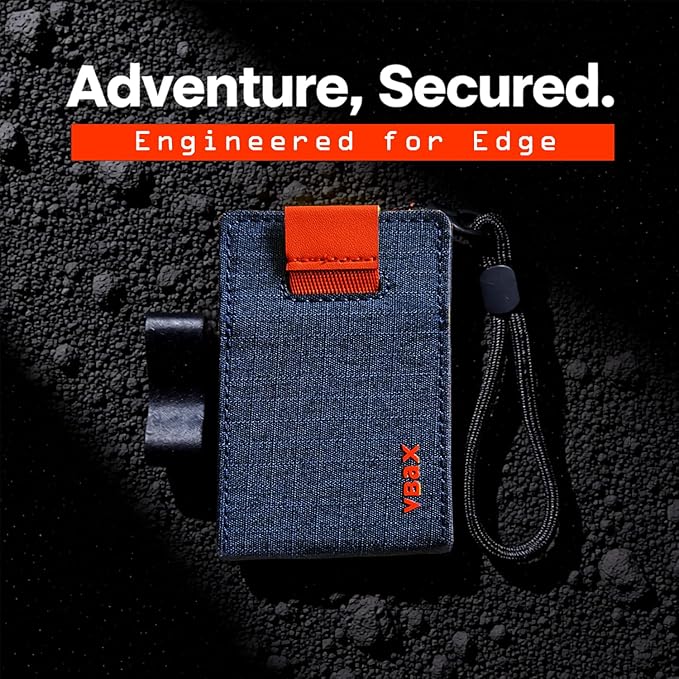 RFID Minimalist Slim Wallet for Men and Women, Holds Up to 12 Cards, Cash, Key Thin and Lightweight Credit Card Holder (Blue Microfiber – Ember Edition)