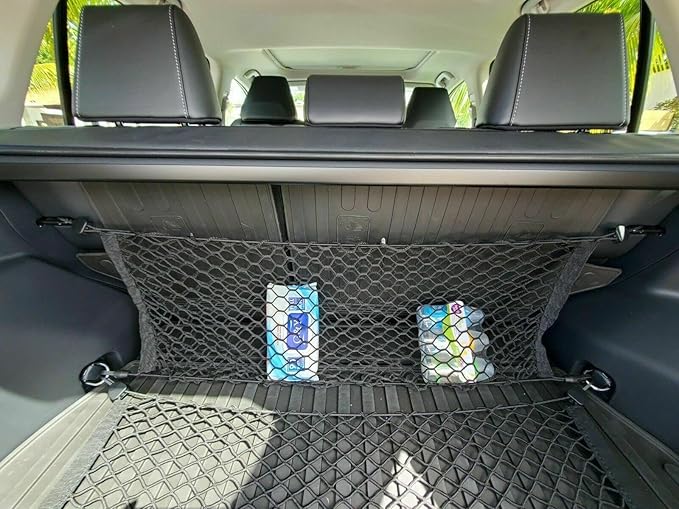 Rear Trunk Seats Organizer Cargo Net for Toyota RAV4 2019–2025 – Envelope Style Cargo Net for SUV – Premium Mesh Elastic Car Trunk Organizer Vehicle Carrier Storage – Compatible with RAV4