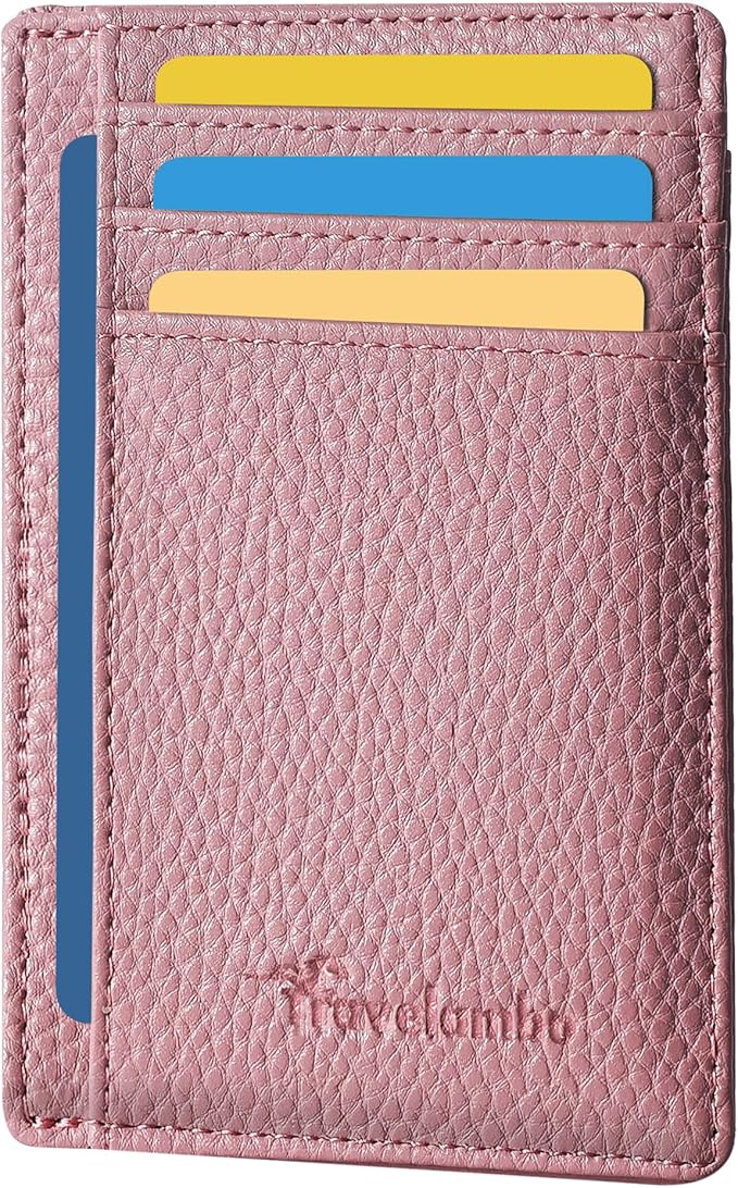 Travelambo Front Pocket Minimalist Leather Slim Wallet RFID Blocking Medium Size
