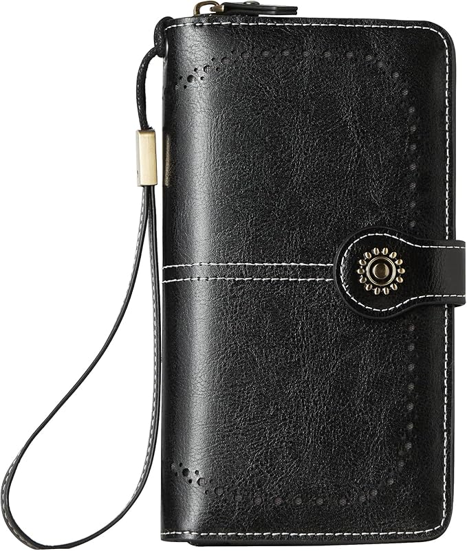 TFKGS Wallet for Women RFID Blocking Leather Large Capacity Card Holder Ladies Phone Clutch Travel Long Purse Wristlet | RFID Blocking, Leather, Large Capacity, Ladies, Travel
