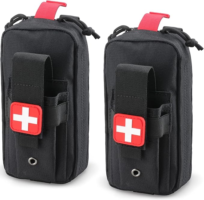 Tactical MOLLE Medical Pouch, Rip-Away EMT First Aid Pouch IFAK Trauma Kit Everyday Carry Survival Bag Include Cross Patch