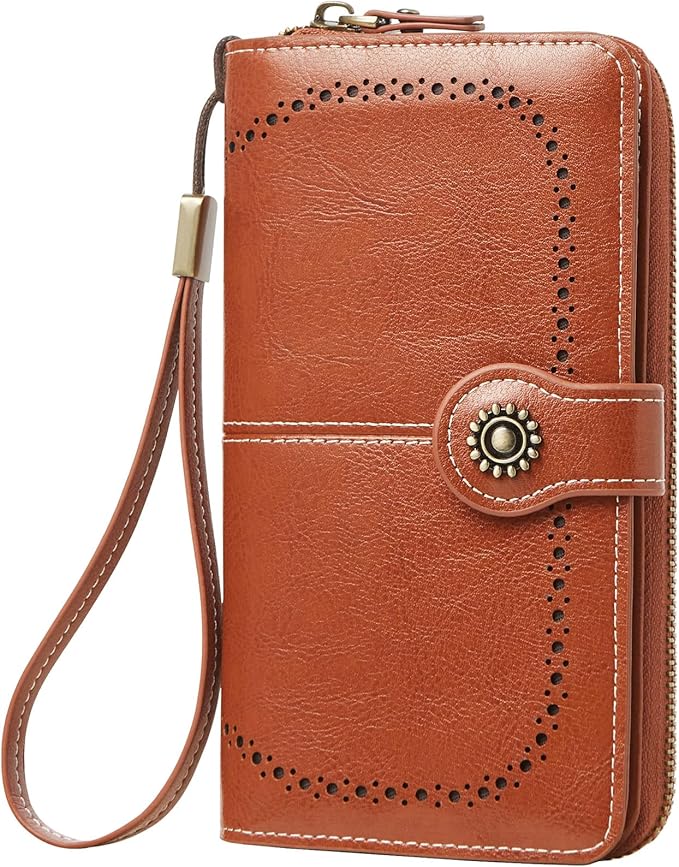 TFKGS Wallet for Women RFID Blocking Leather Large Capacity Card Holder Ladies Phone Clutch Travel Long Purse Wristlet | RFID Blocking, Leather, Large Capacity, Ladies, Travel