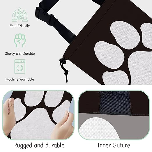 Dog Paw Car Trash Bag,Hanging Drawstring Car Garbage Bag,Waterproof Canvas Car Back Seat Organizer with Adjustable Buckle,for Vehicles,SUVs,Camping,Road Trips