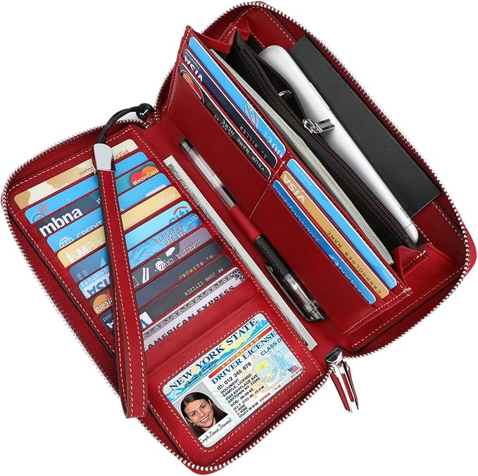 Lavemi Small Compact Women Wallet RFID Blocking Genuine Leather Bifold Purse with ID Windows