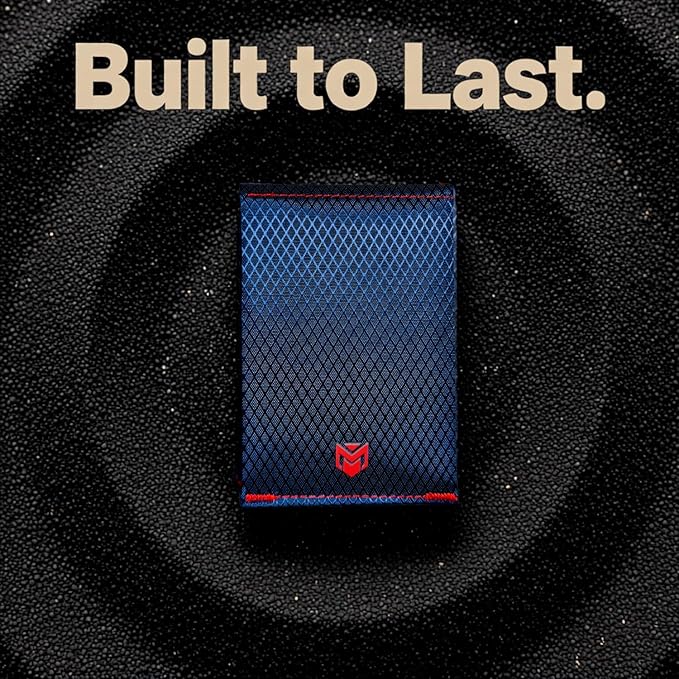 Minimalist RFID Blocking Slim Wallet for Men – Waterproof Microfiber Front Pocket Bifold Card Holder – Holds 10 Cards & Cash (Stealth Crimson Edition)