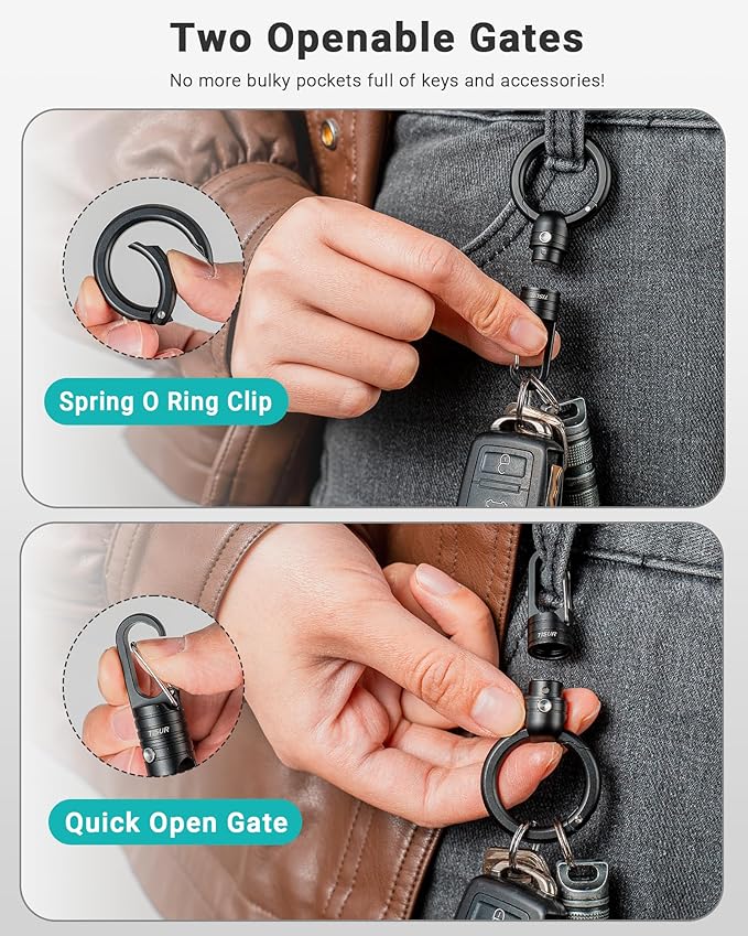 TISUR Magnetic Quick Release Keychain Clip, Small Carabiner Clip Holder,Detachable Key Chain hook with Snap Key Ring for Car
