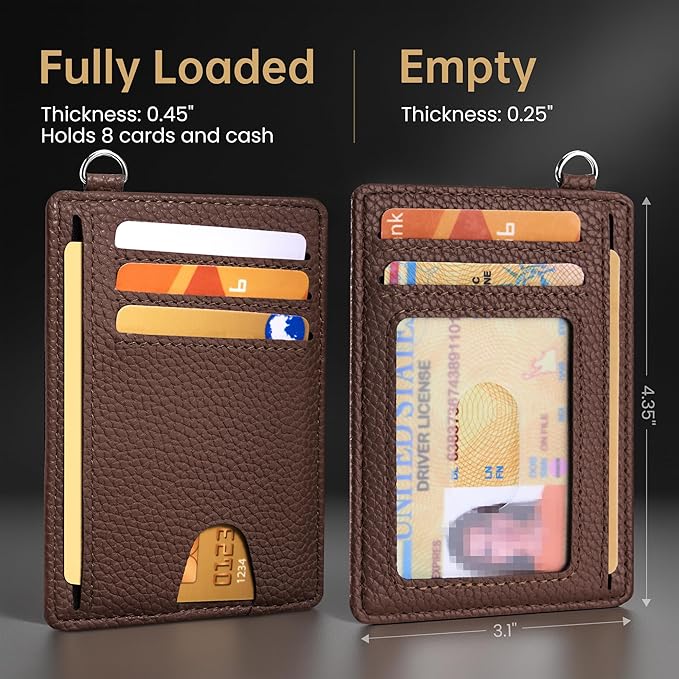 Mayski Slim Wallet, Credit Card Holder for Women, Minimalist Front Pocket RFID Blocking Card Cases, Small Wallet Women Men(Lichee Coffee)