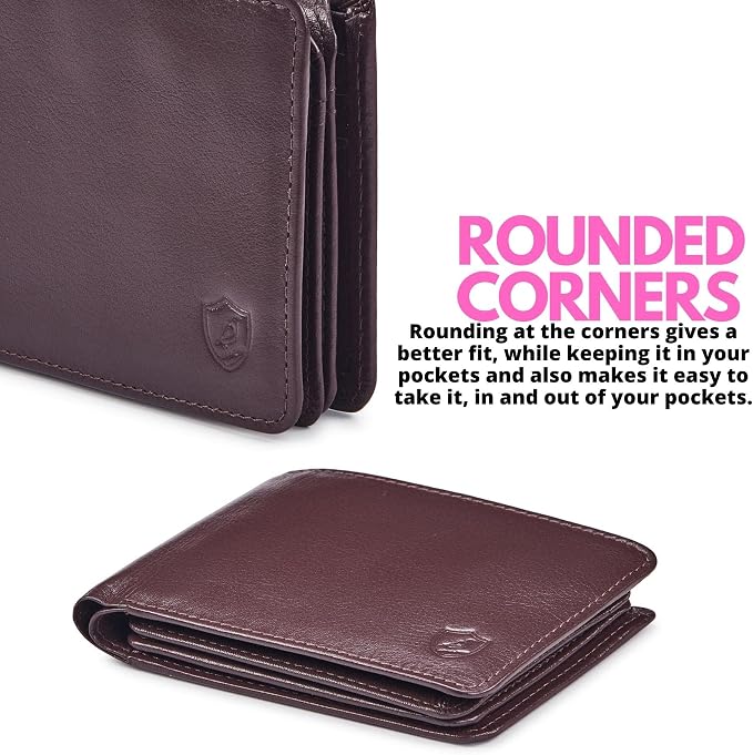 Cochoa Wallet for Men Bifold Leather RFID Blocking High Capacity Slim Card Case with 2 ID Window for Gift (Nappa, Chocolate)