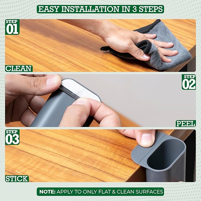2 Pack Deskside Pen Holder - Optimize Your Space with Our Attachable Pencil Holder for Desk - Desk Pen Holder with Self-Adhesive and Rotatable Attacher