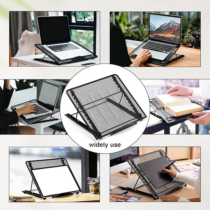 2 Pcs Mesh Laptop Stands 10 Levels Large Adjustable Laptop Riser Holder Computer Stand for Desk Cooling Ventilated Universal Lightweight Ergonomic Tray for Diamond Painting Reading
