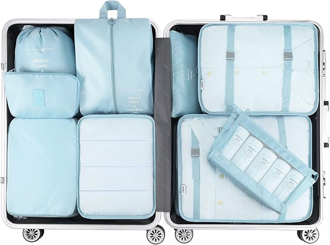 Mossio 9 Set Packing Cubes with Shoe Bag & Electronics Bag - Luggage Organizers Suitcase Travel Accessories