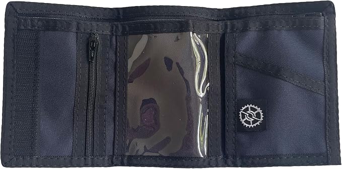 Sprocket Nylon Trifold Wallet with Zippered Coin Pocket & ID Window (Dark Navy)
