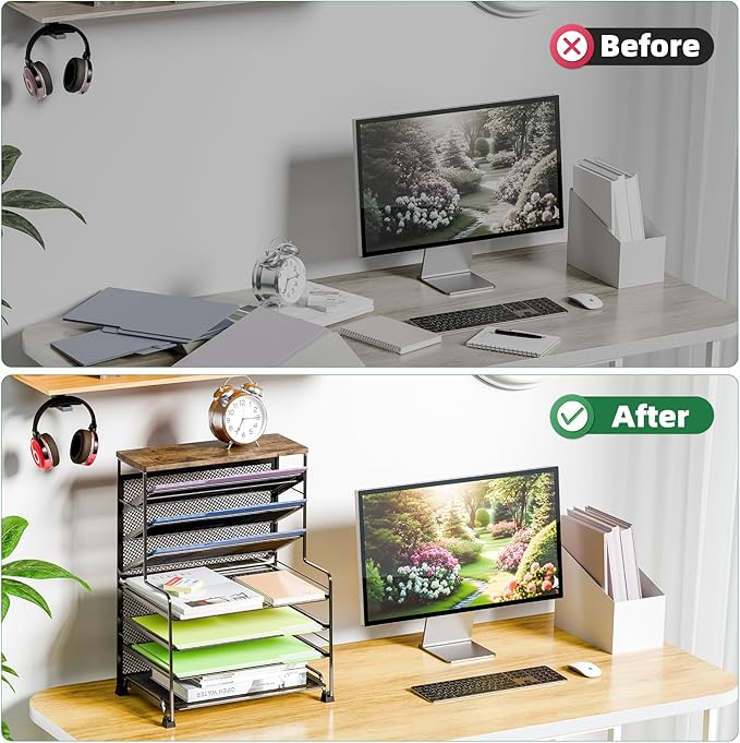 Simple Trending 7 Tier File Organizer and Office Desk Accessories for Office, Home or School, Black