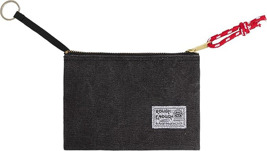 Rough Enough Passport Wallet for Men Women Compact Travel Pouch for Documents ID Essentials with Key Ring Heavy Duty Canvas