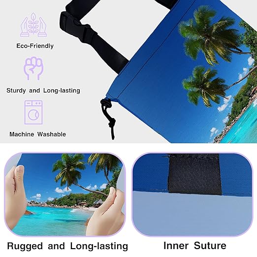 Car Trash Bag Beach Palm Trees Car Garbage Bag Waterproof Car Trash Can for Back Seat with Adjustable Straps and Drawstring, Foldable Car Trash Bin for Car Accessories Vehicle Travelling Camping
