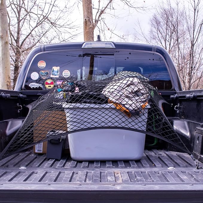 Highly Elastic Cargo Net, 4'x6' Stretches to 8'x12, Suitable for 6.5ft - 8.1ft Long Bed Trucks, Trailers (Lager Single Layer)