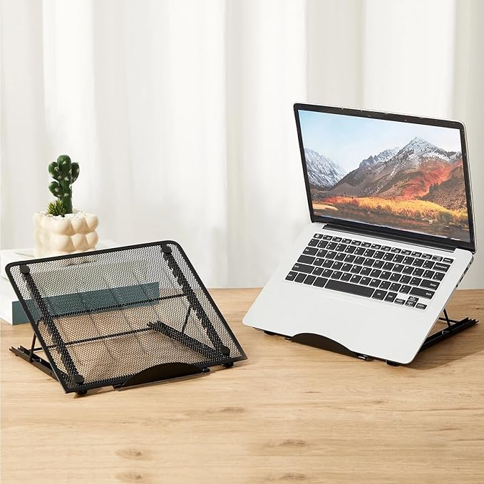 2 Pcs Mesh Laptop Stands 10 Levels Large Adjustable Laptop Riser Holder Computer Stand for Desk Cooling Ventilated Universal Lightweight Ergonomic Tray for Diamond Painting Reading