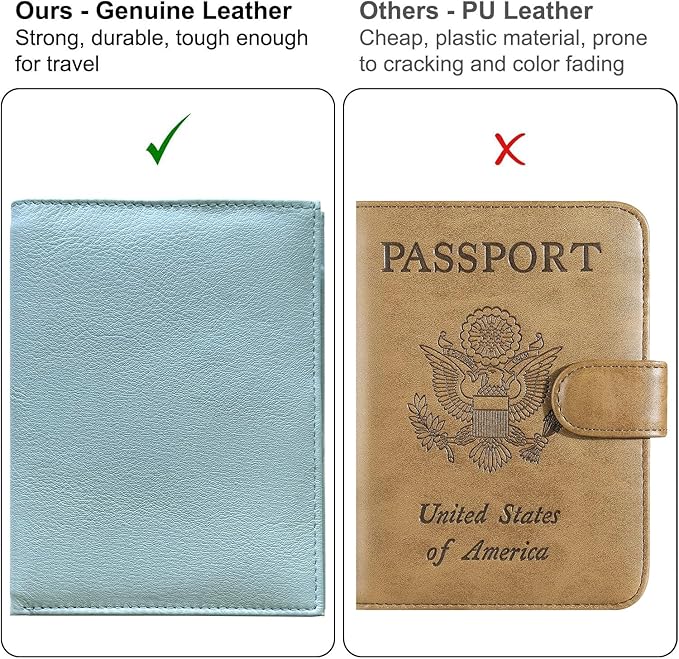 Chambray RFID Genuine Leather Passport Wallet