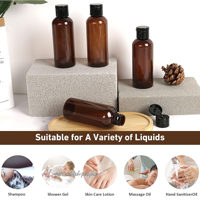10 Pack Travel Bottles for Toiletries 3.4oz Travel Size Containers TSA Approved Leak Proof Shampoo and Conditioner Bottles Plastic Squeeze Bottle Traveling Essentials Accessories(Brown)