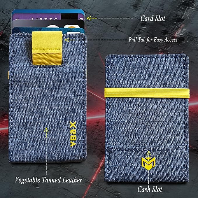 RFID Minimalist Slim Wallet for Men and Women, Holds Up to 12 Cards, Cash, Key Thin and Lightweight Credit Card Holder (Blue Microfiber – Solar Edition)