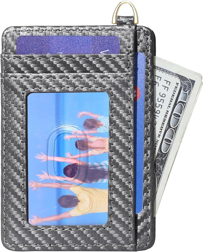 Badiya Credit Card Holder Slim Minimalist Wallet, Front Pocket Purse RFID Blocking Wallet Compact Card Case with ID Window for Women & Men