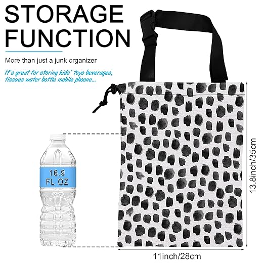 Car Trash Bag Hanging Black Dots Car Trash Can Waterproof Garbage Bag Hanging for Car Back Seat